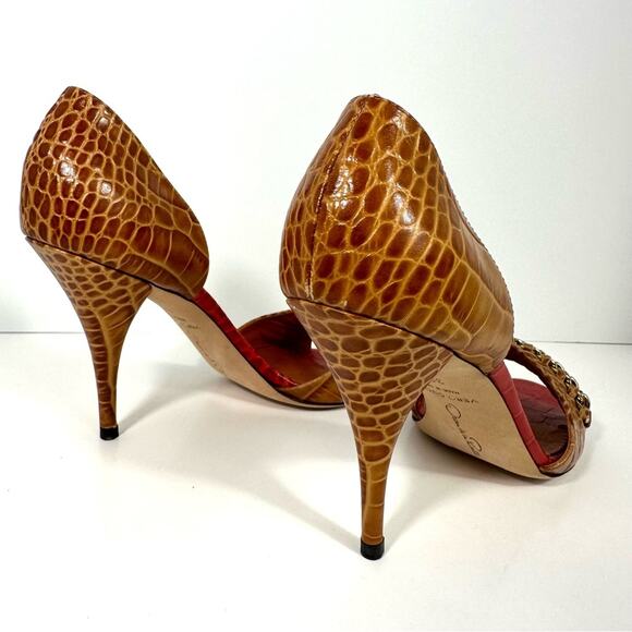 Oscar de la Renta Red and Brown Heels - Picture 12 of 14
